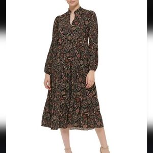 Jessica Howard Black Floral Midi Dress